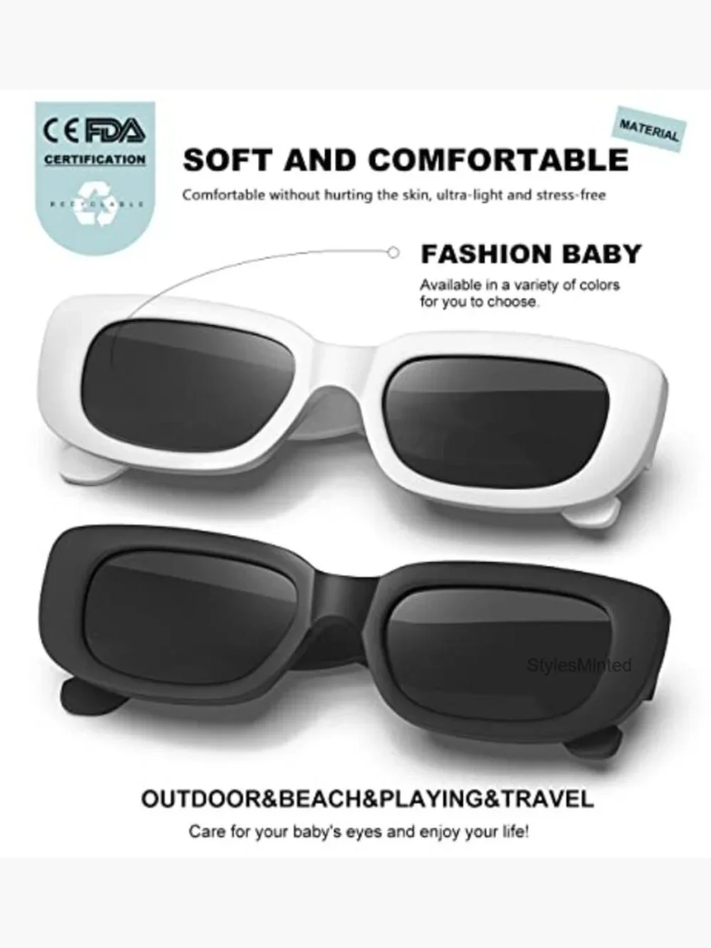 Unisex UV Protection Retro Kids Sunglasses Rectangle 90s Vintage Shades